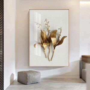 Luxury Wall Art – Golden Flowers and Plants