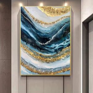 Luxury Wall Art – Blue and Gold Ocean