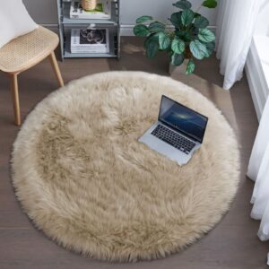 Round Soft Faux Fur Rug 120×120 cm