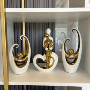 White & Gold Abstract Figurine Set