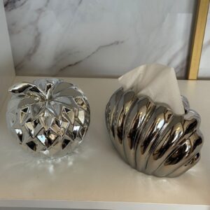 Ceramic Shell Tissue Box with Apple Decor