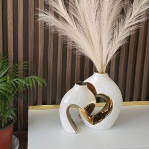 White & Gold Modern Decorative Vases – Set of 2